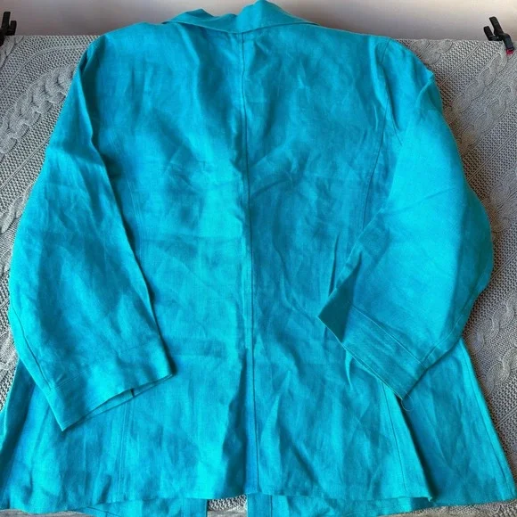 Talbots Blouse Pure Irish Linen Women 16p Petite Button Up Minimalist Resort - Picture 4 of 5